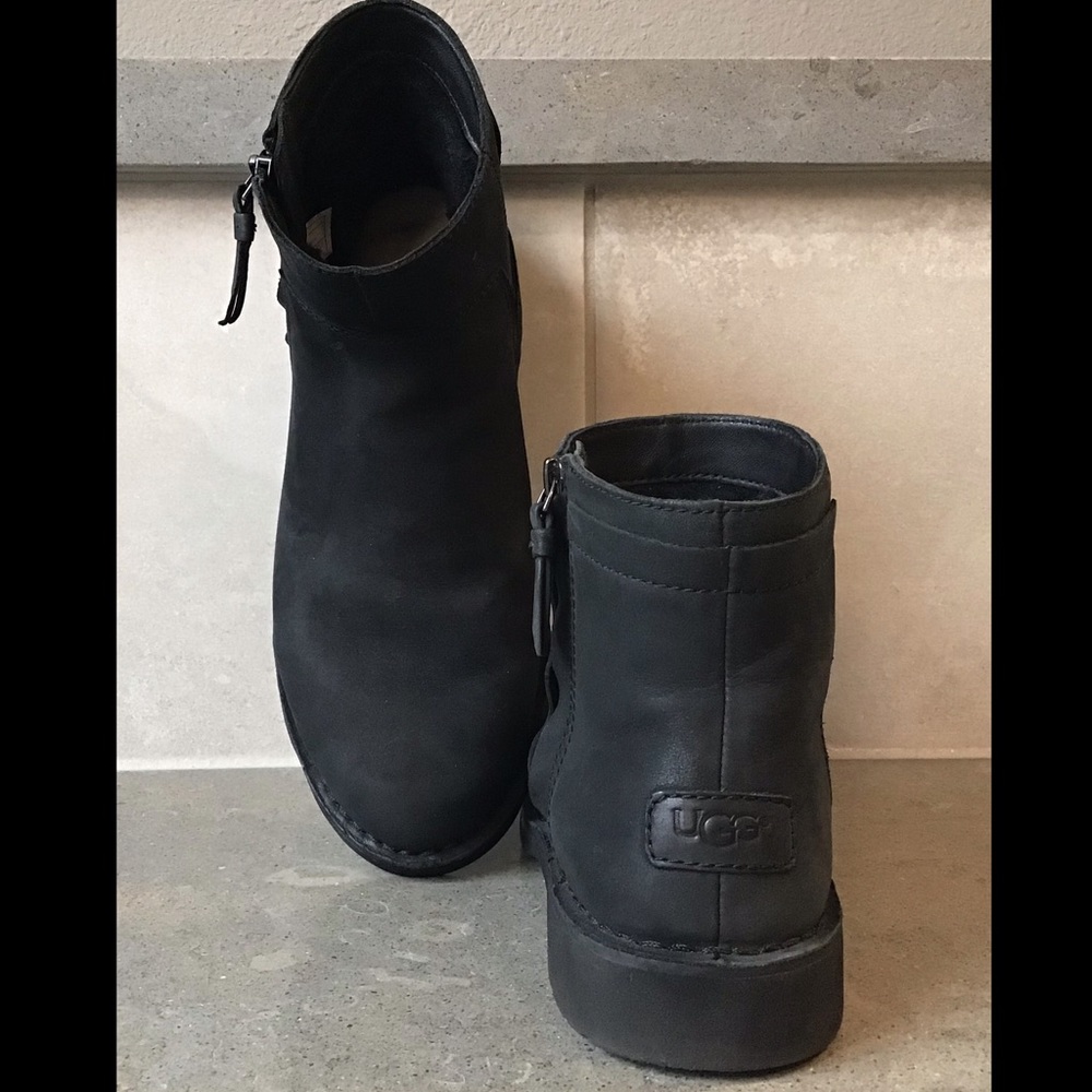 UGG Zip Up Black Ankle Bootie, Size 9